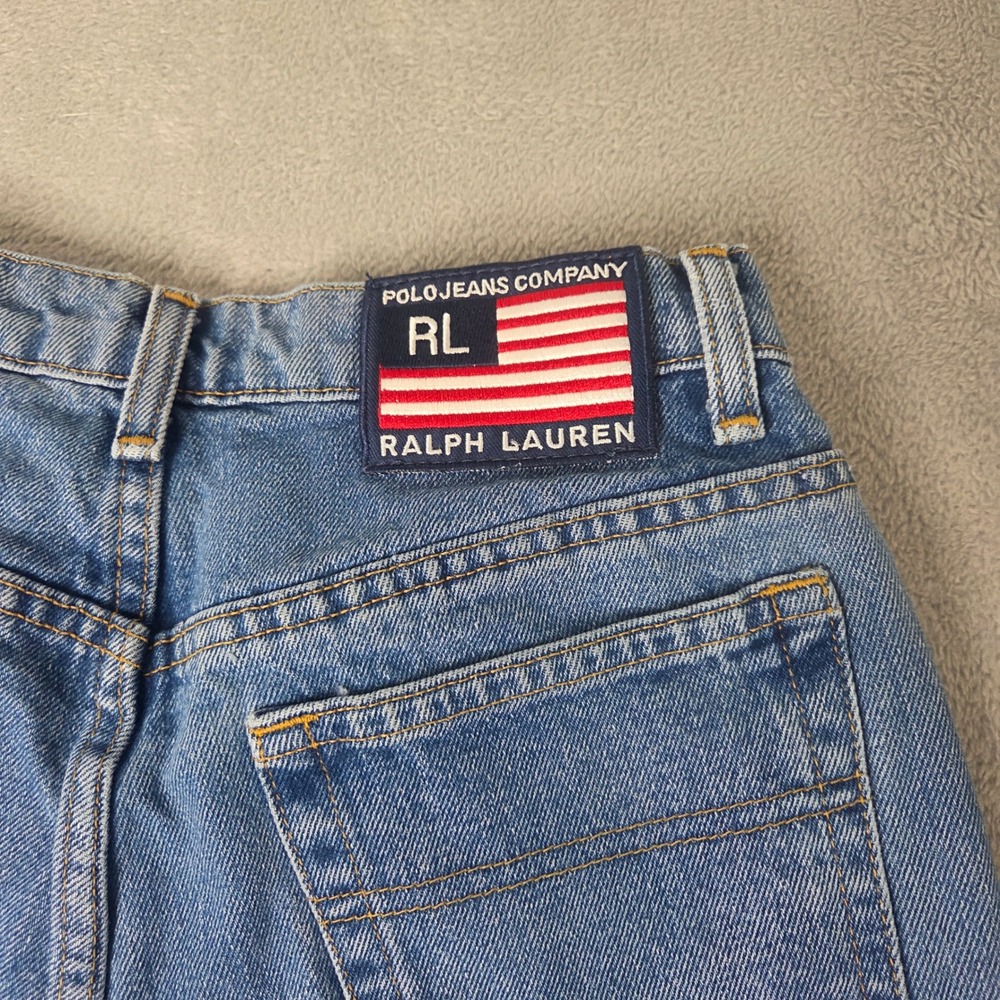 Vintage Polo Jeans Co Ralph Lauren High Waisted Straight Leg Denim Blue 25x30
